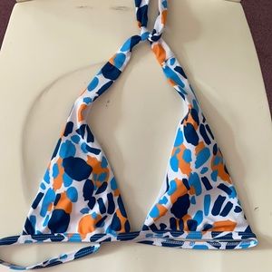 multicolor halter bikini top with pads.